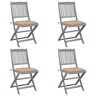 Vidaxl chaises pliables d'extérieur 4 pcs avec coussins bois d'acacia