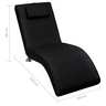 Vidaxl chaise longue avec oreiller noir similicuir