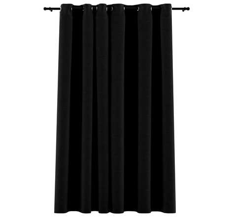 Vidaxl rideau occultant aspect de lin avec œillets noir 290x245 cm