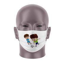 Masque Bandeau Enfant - Deux footballeurs - Masque tissu lavable 50 fois