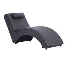 Vidaxl chaise longue avec oreiller gris similicuir
