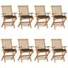 Vidaxl chaises de jardin avec coussins taupe 8 pcs bois de teck massif