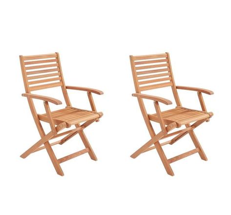 Lot de 2 fauteuils pliantes de jardin en eucalyptus FSC - 57,5x56x90cm