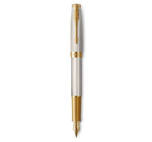PARKER Sonnet Premium, stylo plume, Argent Mistral (Argent massif), attributs plaqués or, Plume fine 18k, Coffret cadeau