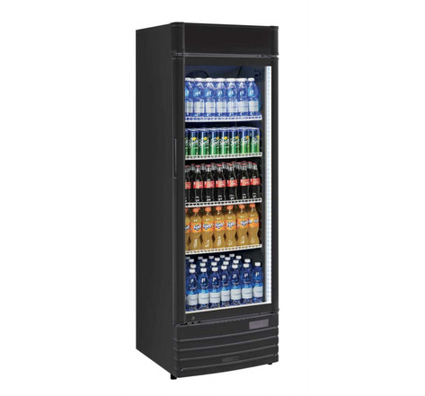 Armoire réfrigérée à boissons noire - 350 litres - r600a1350vitrée 595x575x1840mm