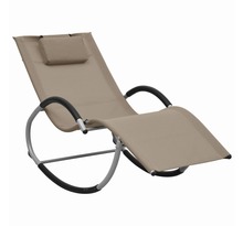 vidaXL Chaise longue avec oreiller Taupe Textilène