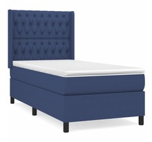 vidaXL Sommier à lattes de lit avec matelas Bleu 90x200 cm Tissu