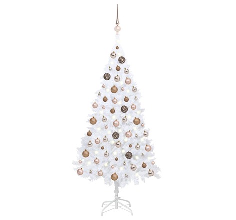 Vidaxl arbre de noël artificiel avec led et boules blanc 150 cm pvc