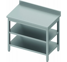 Table inox avec 2 etagères & dosseret - gamme 800 - stalgast - soudée1000x800