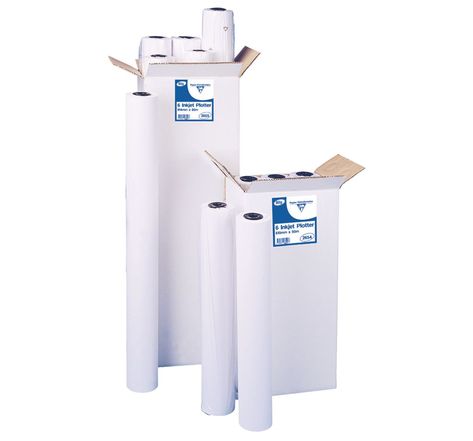 Bobine de papier non couché pour traceur jet d'encre couleur - Format 50 m x 914 mm, 80 g/m² (paquet 6 rouleaux)