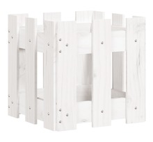 vidaXL Jardinière avec design de clôture blanc 30x30x30 cm pin massif