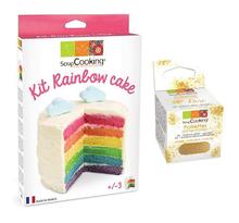 Kit rainbow cake + paillettes dorées