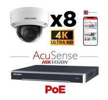 Kit vidéosurveillance 8 caméras antivandale Hikvision 4K H265+ IA AcuSense vision de nuit 30 mètres EXIR 2.0