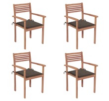 Vidaxl chaises de jardin 4 pcs avec coussins taupe bois de teck solide