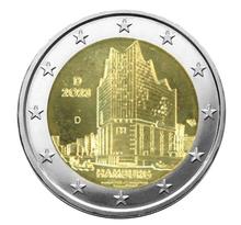 2 euro commemorative 2023 : allemagne (hambourg)