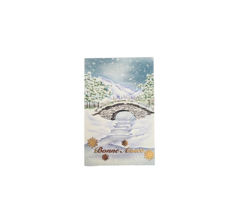 Carte de Voeux - 13.5 x 8.5 cm - Bonne Année Pont Sous La Neige