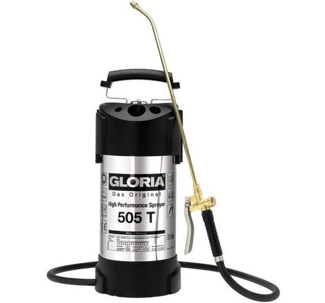 GLORIA -  505 T - Pulvérisateur en acier inoxydable haute performance de 5L avec buse et lance laiton