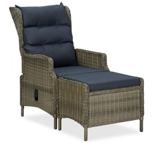 Vidaxl chaise inclinable de jardin avec tabouret résine tressée marron