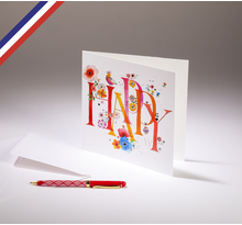 Carte double Aerial créée et imprimée en France - Happy day fleurs et oiseau
