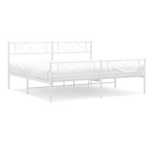 vidaXL Cadre de lit métal avec tête de lit/pied de lit blanc 200x200cm