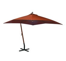 Vidaxl parasol suspendu avec mât terre cuite 3x3m bois de sapin massif