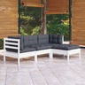 vidaXL Salon de jardin 4 Pièces avec coussins blanc bois de pin