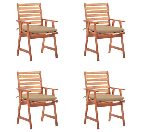 Vidaxl chaises à dîner d'extérieur 4 pcs avec coussins acacia massif