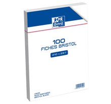 Sachet de 100 fiches bristol non perforées 21x29,7 cm uni blanc OXFORD