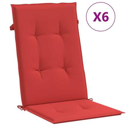 vidaXL Coussins de chaise de jardin dossier haut lot de 6 rouge tissu