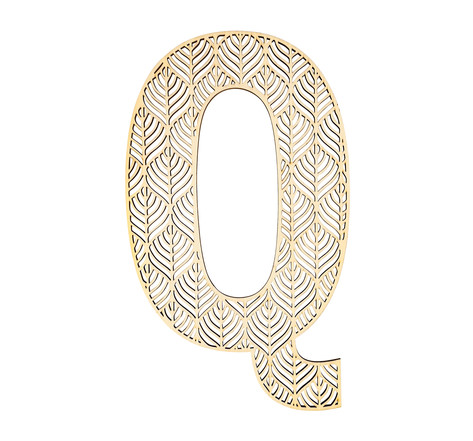 Lettre q en bois alphabet géant ajouré 24 cm
