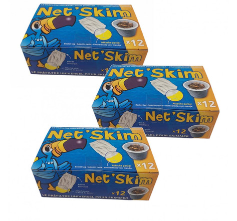 36 net skim  pré-filtre jetable pour skimmer - 3 boite de 12 pieces.