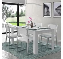 KOVA Table a manger 6 personnes contemporain blanc mat - L 160 x l 90 cm