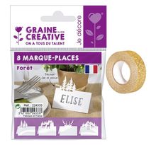 Marque places pour table de Noël Forêt + masking tape doré à paillettes 5 m