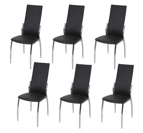 Lot de 6 chaises - Simili noir - L 44 x P 54 x H 100 cm - PHIL