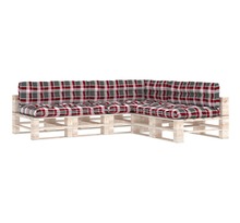 Vidaxl coussins de canapé palette 7 pcs motif à carreaux rouges
