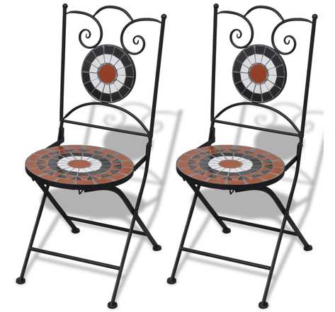 Vidaxl chaises pliables de bistro 2 pièces céramique terre cuite et blanc