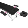 Tectake Table de massage Pliante 2 Zones Aluminium Portable + Housse - noir