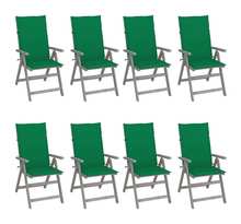 Vidaxl chaises inclinables de jardin avec coussins 8 pcs gris acacia
