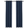 Vidaxl rideaux occultants aspect lin avec œillets 2 pcs bleu 140x245cm