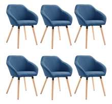 Vidaxl chaises de salle à manger 6 pièces bleu tissu