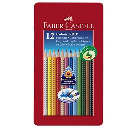 Etui métal de 12 crayons de couleur COLOUR GRIP 2001 Aquarellable Assortis FABER-CASTELL