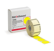 Rubans pastille adhésive couleur jaune Ø 35 mm pour imprimante RibbOnDemand (colis de 2)
