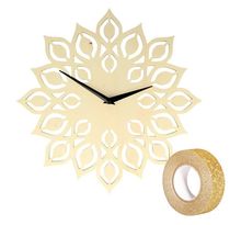 Horloge en bois fleur ø 30 cm + masking tape doré à paillettes 5 m