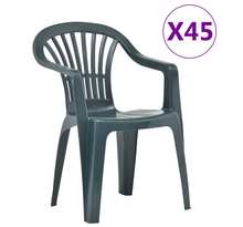 Vidaxl chaises empilables de jardin 45 pcs plastique vert