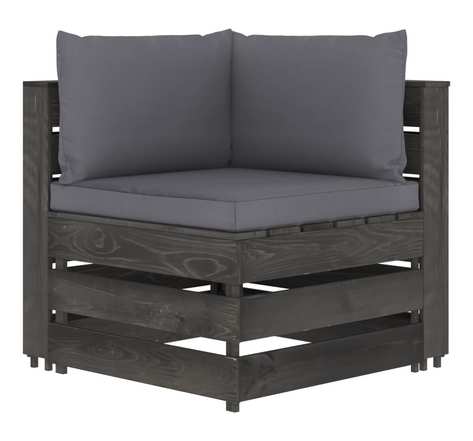 Vidaxl canapé d'angle sectionnel avec coussins bois imprégné de gris