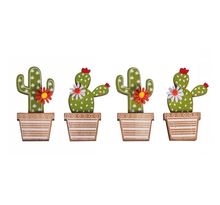 4 autocollants en bois cactus 6 5 cm