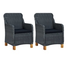 Vidaxl chaises de jardin avec coussins 2 pcs résine tressée gris foncé