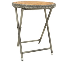 vidaXL Table à thé Gris 60 cm Résine tressée et bois d'acacia solide