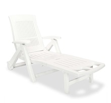 vidaXL Chaise longue avec repose-pied Plastique Blanc