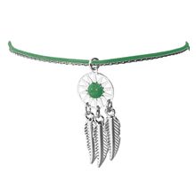 Bracelet Vert pour femme fantaisie thème Indien Argentée